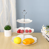 Maxbell Storage Tray Dessert Tower 3 Layer Cupcake Dessert Candy Dish for Dresser silver 33cm