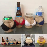 Maxbell Bikini Knitted Bottle Cover Crochet For Beer Bottles Sodas Decor Dark Blue