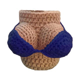 Maxbell Bikini Knitted Bottle Cover Crochet For Beer Bottles Sodas Decor Dark Blue