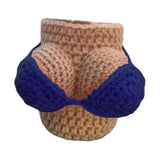 Maxbell Bikini Knitted Bottle Cover Crochet For Beer Bottles Sodas Decor Dark Blue