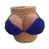 Maxbell Bikini Knitted Bottle Cover Crochet For Beer Bottles Sodas Decor Dark Blue