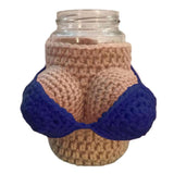 Maxbell Bikini Knitted Bottle Cover Crochet For Beer Bottles Sodas Decor Dark Blue
