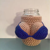 Maxbell Bikini Knitted Bottle Cover Crochet For Beer Bottles Sodas Decor Dark Blue