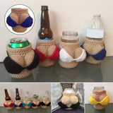 Maxbell Bikini Knitted Bottle Cover Crochet For Beer Bottles Sodas Decor Dark Blue