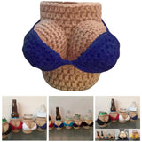 Maxbell Bikini Knitted Bottle Cover Crochet For Beer Bottles Sodas Decor Dark Blue