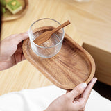 Maxbell Oval Acacia Wood Solid Serving Trays for Fruit Bread Snacks Plate Appetizers
