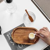 Maxbell Oval Acacia Wood Solid Serving Trays for Fruit Bread Snacks Plate Appetizers