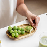 Maxbell Oval Acacia Wood Solid Serving Trays for Fruit Bread Snacks Plate Appetizers