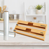 Maxbell 2 in 1 Wrap Dispenser with Cutter and Labels for Kitchen Drawer Organizer