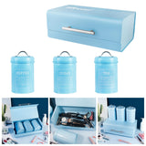 Maxbell 4x Large-Capacity Bread Box Set Storage Box for Food Sugar Pastries Blue
