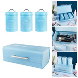 Maxbell 4x Large-Capacity Bread Box Set Storage Box for Food Sugar Pastries Blue
