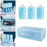 Maxbell 4x Large-Capacity Bread Box Set Storage Box for Food Sugar Pastries Blue