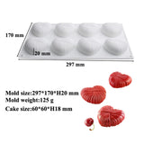 Maxbell 3D Heart Shaped Cake Mould Bakeware Chocolate Mold for Mousse Cake Ice Cream 297x170x20mm
