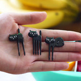 Maxbell Fruit Fork Salad Forks Food Pick for Salad Cake Dessert Black Cat