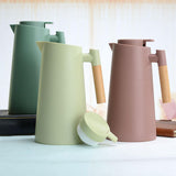 Maxbell Thermal Insulation Kettle 1L Jug Wood Handle for Water Warmer Friends Gifts light green