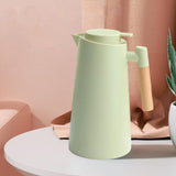 Maxbell Thermal Insulation Kettle 1L Jug Wood Handle for Water Warmer Friends Gifts light green