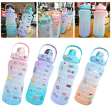 Maxbell 2L Motivational Water Bottle with Time Marker for Outdoor Sports Pink