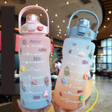 Maxbell 2L Motivational Water Bottle with Time Marker for Outdoor Sports Pink