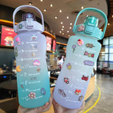 Maxbell 2L Motivational Water Bottle with Time Marker for Outdoor Sports Pink