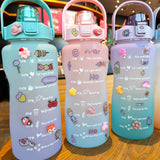 Maxbell 2L Motivational Water Bottle with Time Marker for Outdoor Sports Pink