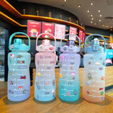 Maxbell 2L Motivational Water Bottle with Time Marker for Outdoor Sports Pink