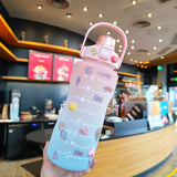 Maxbell 2L Motivational Water Bottle with Time Marker for Outdoor Sports Pink