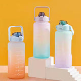 Maxbell 2L Portable Large Capacity Water Bottle Time Marker Leak Proof Cup Pink