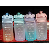 Maxbell 2L Portable Large Capacity Water Bottle Time Marker Leak Proof Cup Pink
