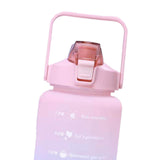 Maxbell 2L Portable Large Capacity Water Bottle Time Marker Leak Proof Cup Pink
