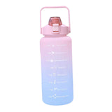 Maxbell 2L Portable Large Capacity Water Bottle Time Marker Leak Proof Cup Pink