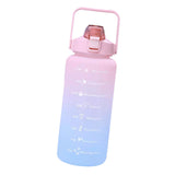 Maxbell 2L Portable Large Capacity Water Bottle Time Marker Leak Proof Cup Pink