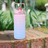 Maxbell 2L Portable Large Capacity Water Bottle Time Marker Leak Proof Cup Pink