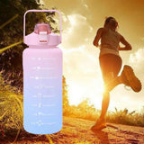 Maxbell 2L Portable Large Capacity Water Bottle Time Marker Leak Proof Cup Pink