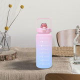 Maxbell 2L Portable Large Capacity Water Bottle Time Marker Leak Proof Cup Pink