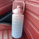 Maxbell 2L Portable Large Capacity Water Bottle Time Marker Leak Proof Cup Pink