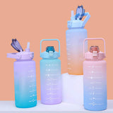 Maxbell 2L Portable Large Capacity Water Bottle Time Marker Leak Proof Cup Green