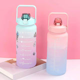 Maxbell 2L Portable Large Capacity Water Bottle Time Marker Leak Proof Cup Green