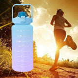 Maxbell 2L Portable Large Capacity Water Bottle Time Marker Leak Proof Cup Green