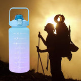 Maxbell 2L Portable Large Capacity Water Bottle Time Marker Leak Proof Cup Green
