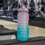 Maxbell Gradient Color Water Bottle with Time Marker Leak Proof for Fitness Hiking B