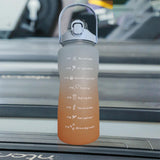 Maxbell Gradient Color Water Bottle with Time Marker Leak Proof for Fitness Hiking D