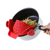 Maxbell Pot Drainer Strainer Sieve Filter Pasta Clip On Pot Pan Plastic  Red