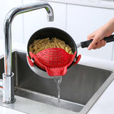 Maxbell Pot Drainer Strainer Sieve Filter Pasta Clip On Pot Pan Plastic  Red
