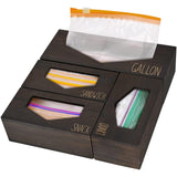 Maxbell Ziplocks Bag Storage Organizer 4 Slots Keep Tidy Non Slip for Kitchen Drawer brown