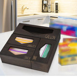 Maxbell Ziplocks Bag Storage Organizer 4 Slots Keep Tidy Non Slip for Kitchen Drawer brown