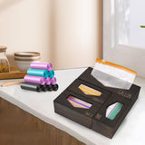 Maxbell Ziplocks Bag Storage Organizer 4 Slots Keep Tidy Non Slip for Kitchen Drawer brown