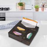 Maxbell Ziplocks Bag Storage Organizer 4 Slots Keep Tidy Non Slip for Kitchen Drawer brown