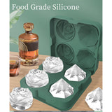 Maxbell Rose Diamond Shape Ice Mold Ice Maker Reusable Ice Tray with Lid Gray