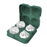 Maxbell Rose Diamond Shape Ice Mold Ice Maker Reusable Ice Tray with Lid Green