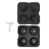 Maxbell Rose Diamond Shape Ice Mold Ice Maker Reusable Ice Tray with Lid Black